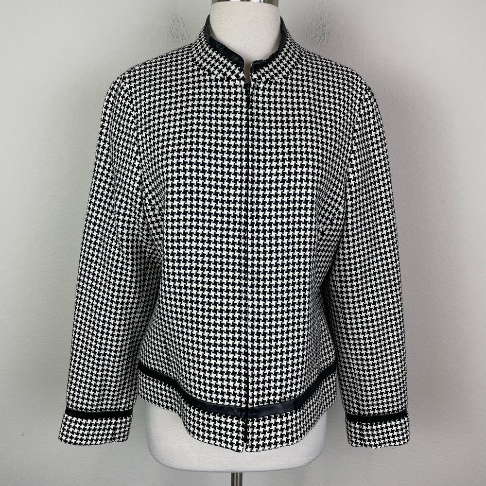 Pendleton Black White Houndstooth Wool Lambskin T… - image 2